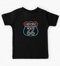 Historic Route 66 Vintage Retro Style Neon Sign Kids T-Shirt