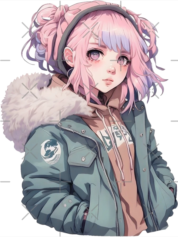 E-Girl Pink Anime Girl Tee - Black Kawaii UwU Aesthetic Tumblr