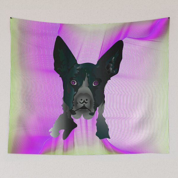 Item preview, A dog's head emerging from the colored lines designed and sold by Bigrow.