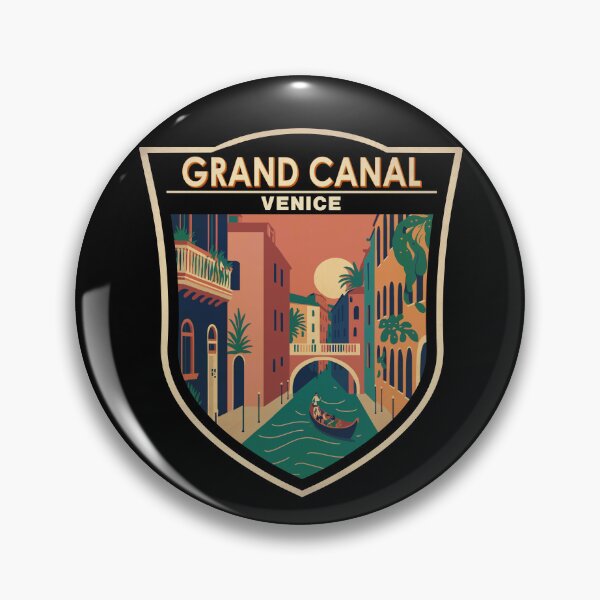 Item preview, Grand Canal Venice Italy Travel Retro Badge designed and sold by KrisSidDesigns.