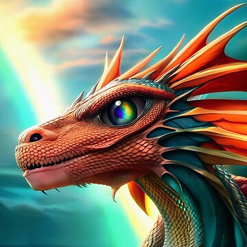Artwork thumbnail, Red Dragon with Rainbow Eyes by dragynrain