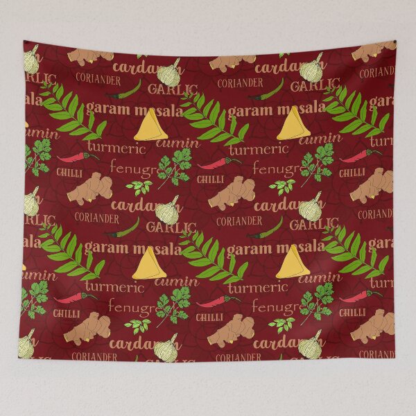 Item preview, Indian Food and Spices Pattern designed and sold by HotHibiscus.