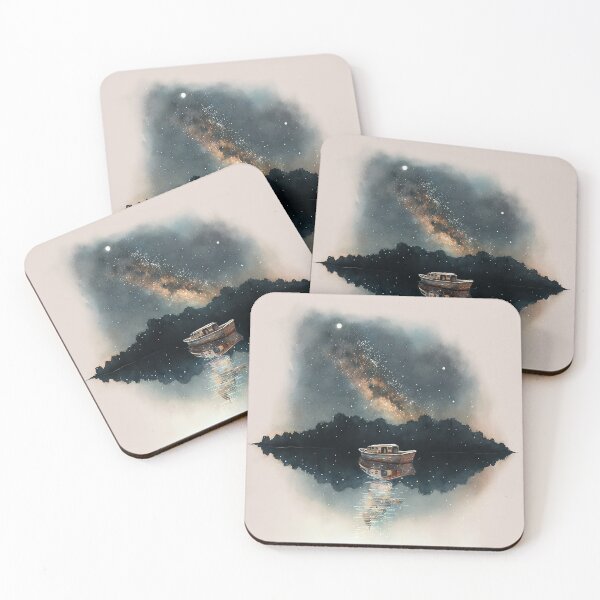 Item preview, Small boat on a lake underneath stars designed and sold by BrittanyAllen3.