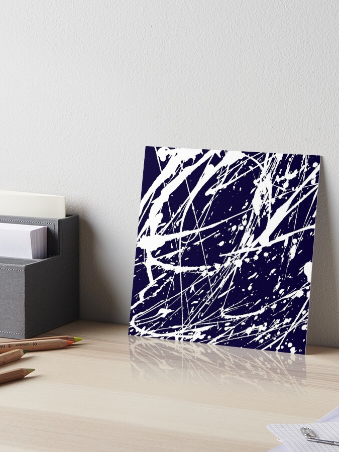 Modern navy blue white watercolor paint splatters  Art Board