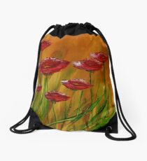 Mochila de cuerdas Amapolas Pintura de arte de tinta de alcohol
