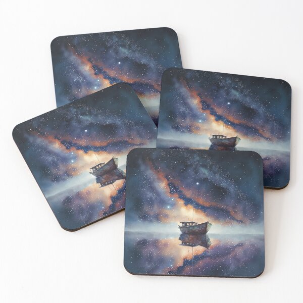 Item preview, Small boat on a lake underneath stars designed and sold by BrittanyAllen3.