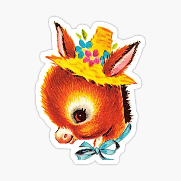 Item preview, Vintage Retro Kawaii Kitsch Donkey Horse Pony Valentine's Day Spring Easter designed and sold by knickeryknackry.