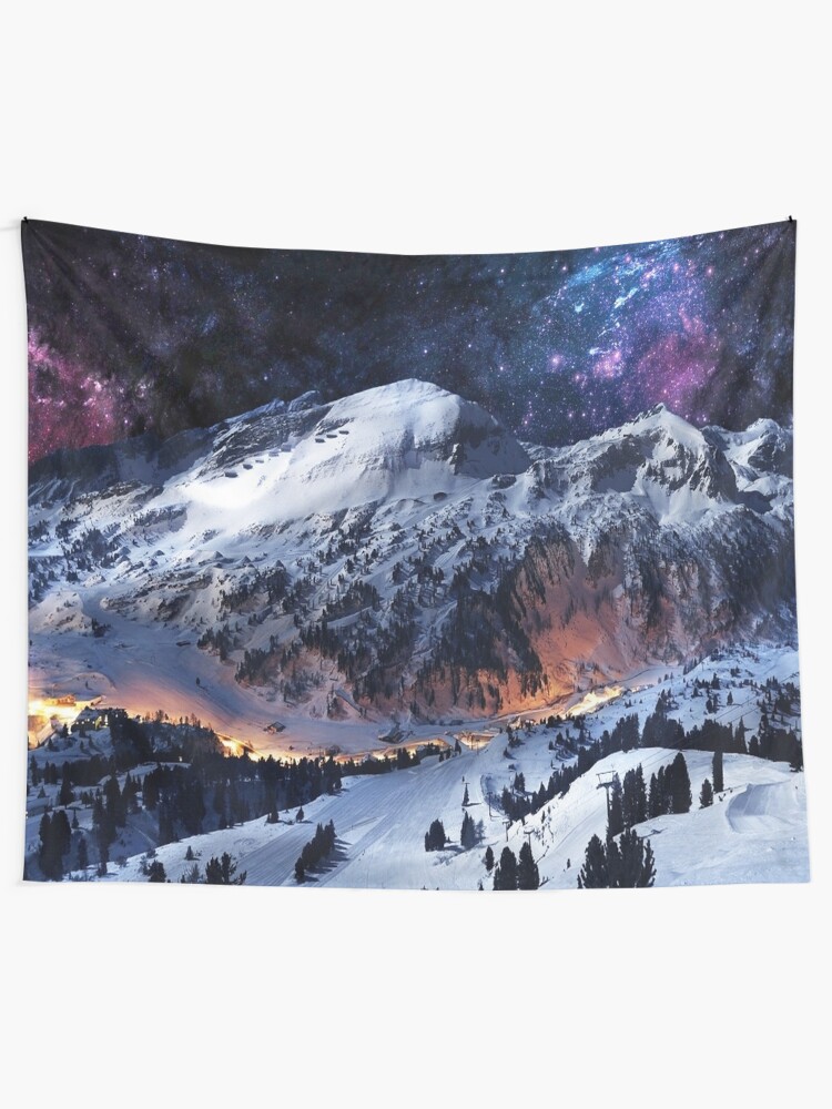Alternate view of Mountain Calm in space view Tapestry