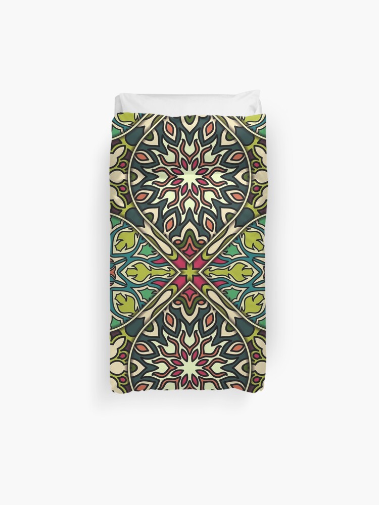 Vintage Patchwork With Floral Mandala Elements Duvet Cover By