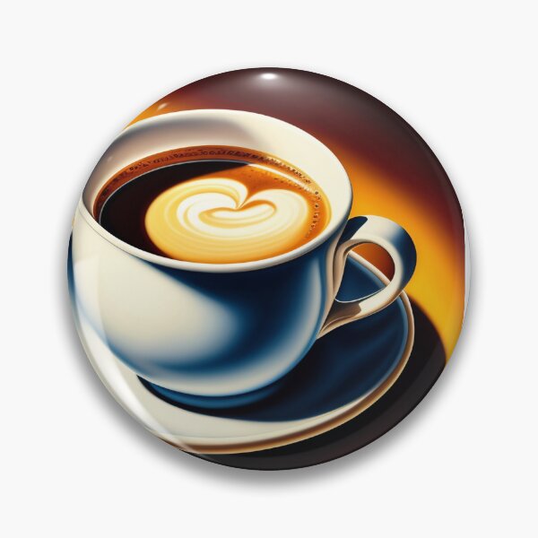 Item preview, An isolated latte in a coffee cup placed on top of a white saucer. Plain orange background. Digital illustration. designed and sold by Bookwyrm-Bazaar.