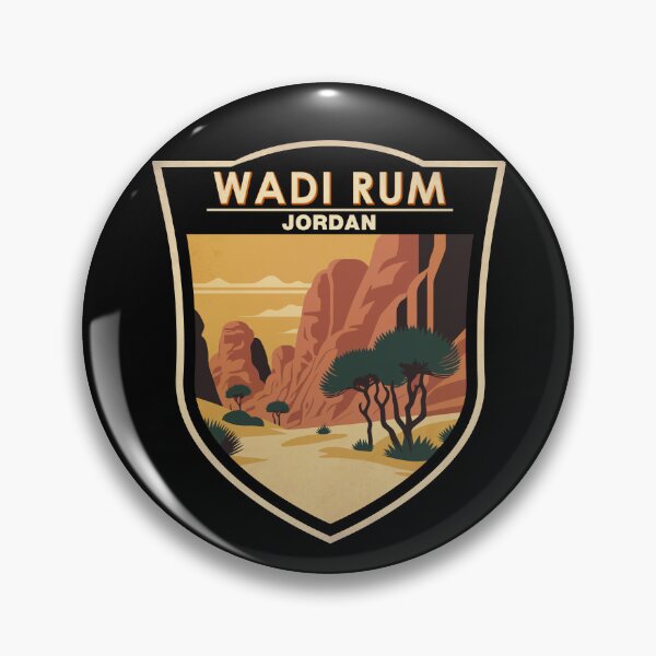 Item preview, Wadi Rum Jordan Travel Art Badge designed and sold by KrisSidDesigns.