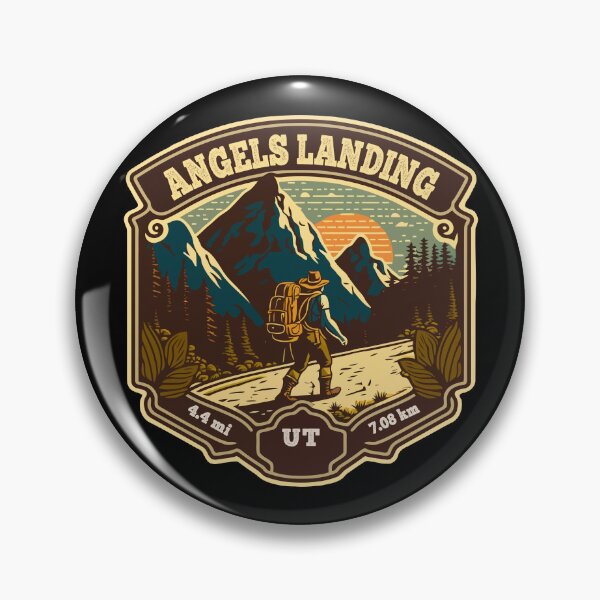 Item preview, Angels Landing Trail Utah Hiker Hiking Emblem designed and sold by KrisSidDesigns.