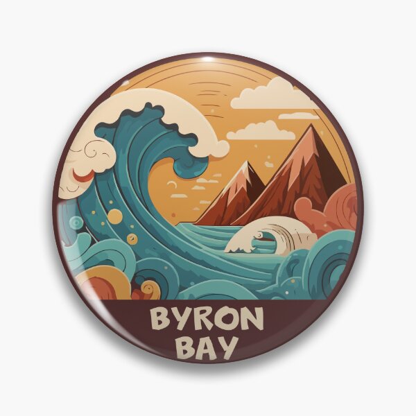 Item preview, Byron Bay Australia Retro Wave Emblem designed and sold by KrisSidDesigns.