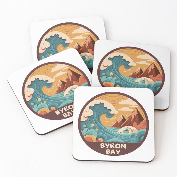 Item preview, Byron Bay Australia Retro Wave Emblem designed and sold by KrisSidDesigns.