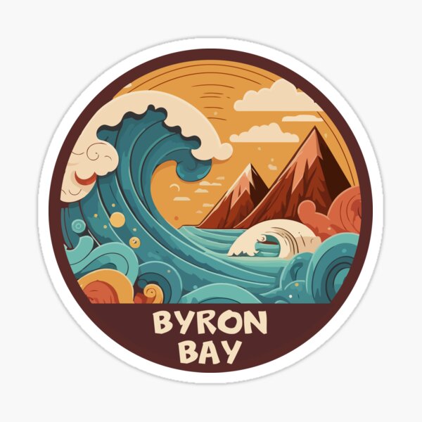 Item preview, Byron Bay Australia Retro Wave Emblem designed and sold by KrisSidDesigns.