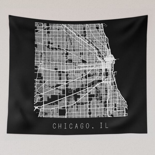 Item preview, Chicago Illinois IL city map black and white designed and sold by gifts-ideas.