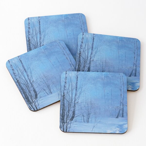 Item preview, id58-3, Foggy and Small and Young Tree bautiful winter forest, beautiful trees, foggy forests, foggy trees, blue themed, watercolor work, peaceful designs, relaxing, breathing, beautiful items designed and sold by bcbutika.