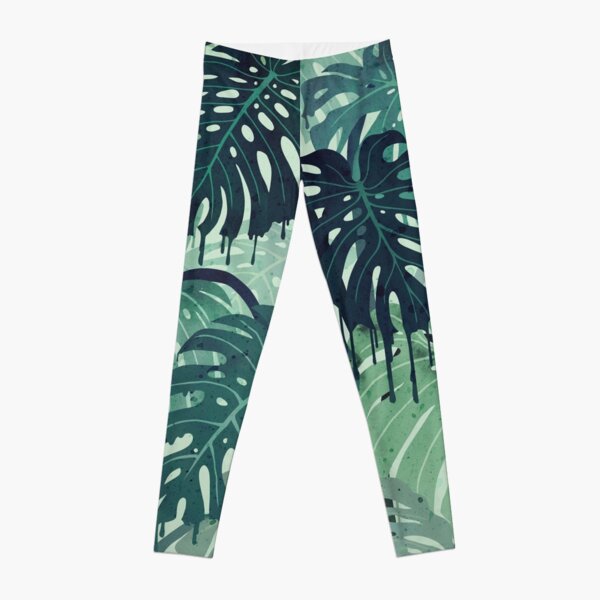 Monstera Melt (in Green) Leggings