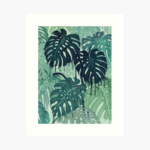 Monstera Melt (in Green) Art Print