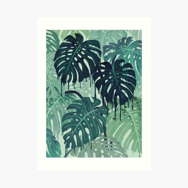 Monstera Melt (in Green) Art Print