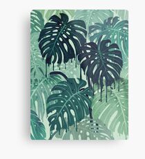 Monstera Melt (in Green) Metal Print