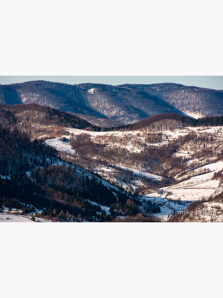 Thumbnail 3 of 3, Sticker, forest on hill in rural area in winter designed and sold by mike-pellinni.