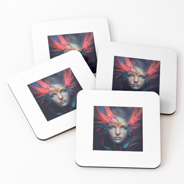 Item preview, a woman's face with colorful feathers on her head designed and sold by daved monter.
