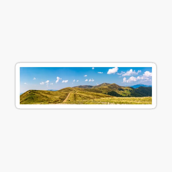 footpath through rolling hills of mountain ridge Sticker