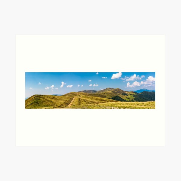footpath through rolling hills of mountain ridge Art Print