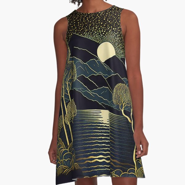 Moon over Lake Como, vintage style A-Line Dress