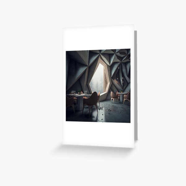futuristic interior design of a restaurant Greeting Card