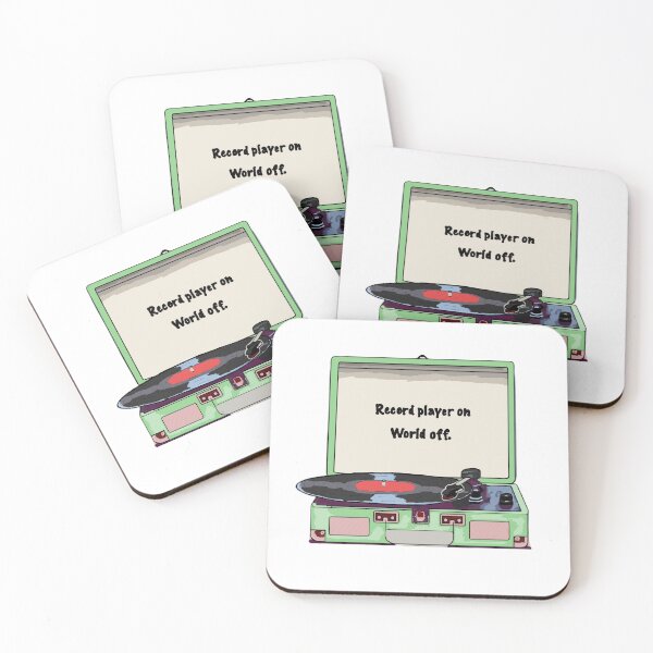 Item preview, Green Record Player with “Record player on World off” designed and sold by Aalyra And Ella.
