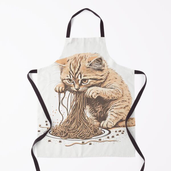 Aperçu de l'œuvre Chat qui mange des spaghettis créée et vendue par AiCollection.
