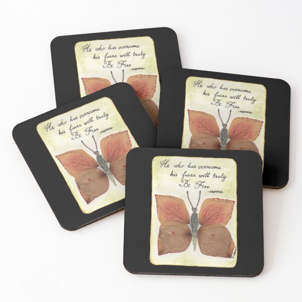 Item preview, Quote Card #14 - He who has overcome his fears will truly be free. - Aristotle quote with butterfly made out of rose petals designed and sold by WordsOf--Wisdom.