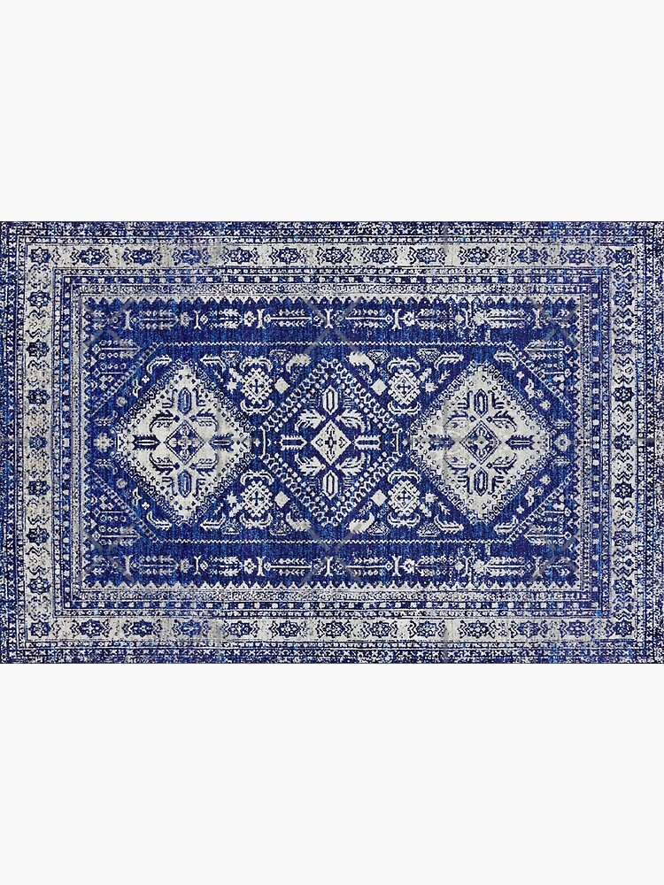 Discover Blue Indigo Oriental Vintage Bohemian Cottage Farmhouse Moroccan Style Bath Mat