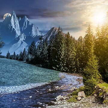 Artwork thumbnail, time change in mountainous summer landscape by mike-pellinni