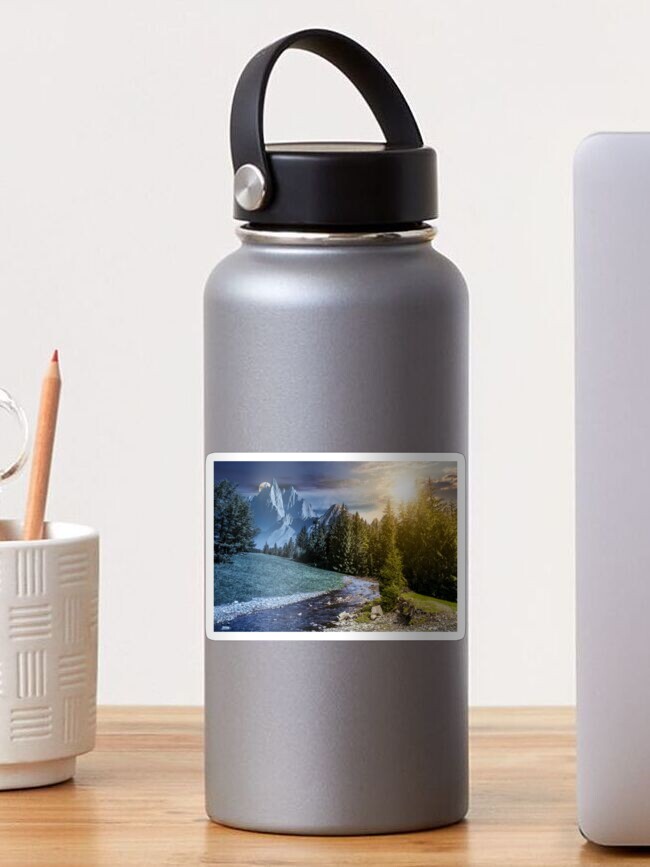 Thumbnail 1 of 3, Sticker, time change in mountainous summer landscape designed and sold by mike-pellinni.