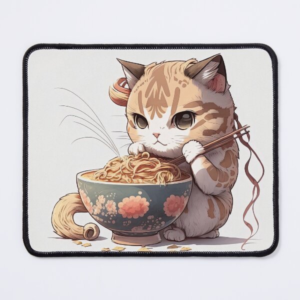 Aperçu de l'œuvre Chat qui mange des spaghettis créée et vendue par AiCollection.