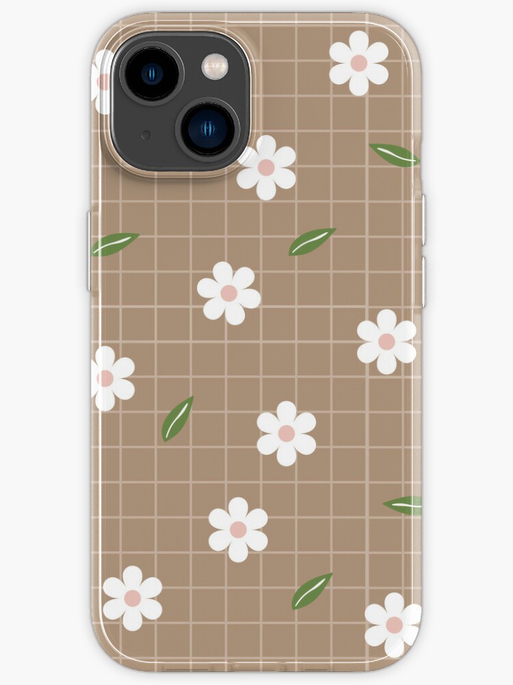 Pastel Floral Uneven Checkered Pattern iPhone 15 14 Rugged Case