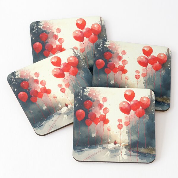 Item preview, red balloons art watercolor decor living room  designed and sold by BeerDragons.