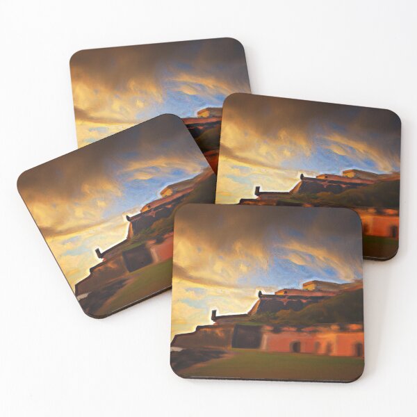 Item preview, El Morro in Puerto Rico at sunset digital art designed and sold by CieloLeonDesign.