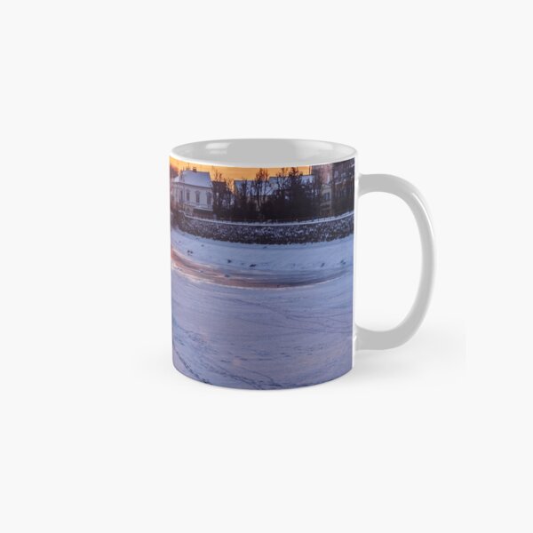 winter sunrise on the bank of ice covered river Uz Classic Mug