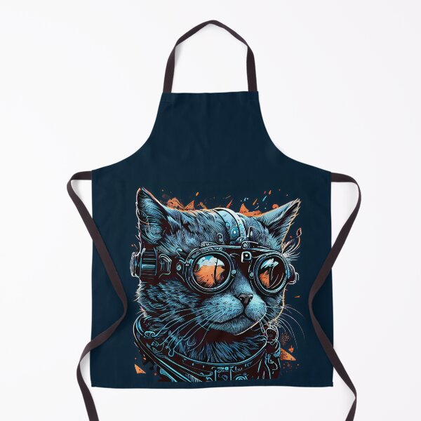 Item preview, Drawn blue steampunk cat designed and sold by MLArtifex.