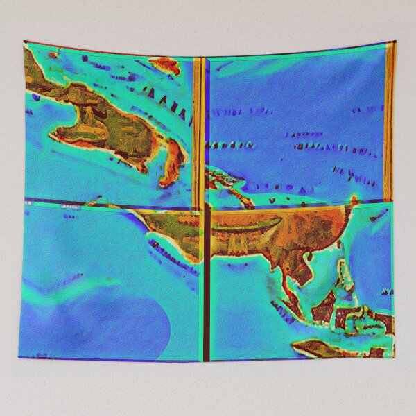 Item preview, PATCHWORK  ABSTRACT ANCIENT ARUBA  CARIBBEAN  SEA MAP PAINTING - ARUBA ONE HAPPY ISLAND. designed and sold by Ralek.