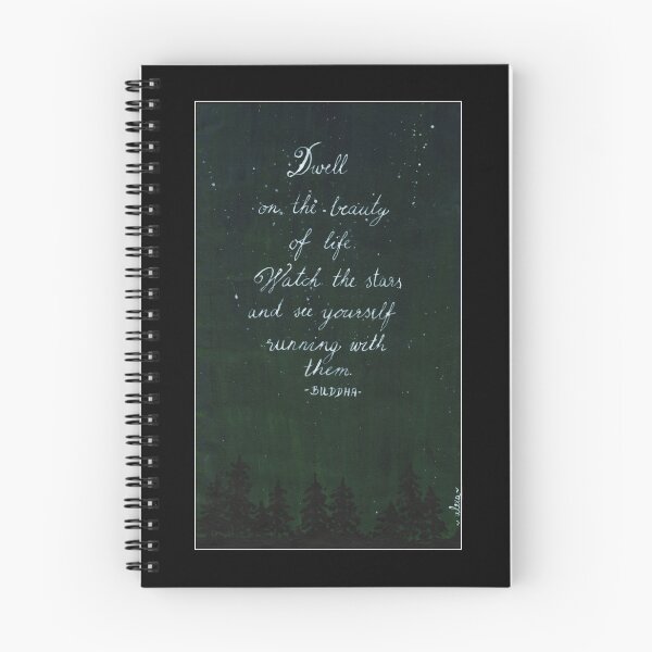 Item preview, Quote Card #15 - Dwell on the beauty of life. Watch the stars and see yourself running with them. - Buddha quote with northern lights illustration designed and sold by WordsOf--Wisdom.