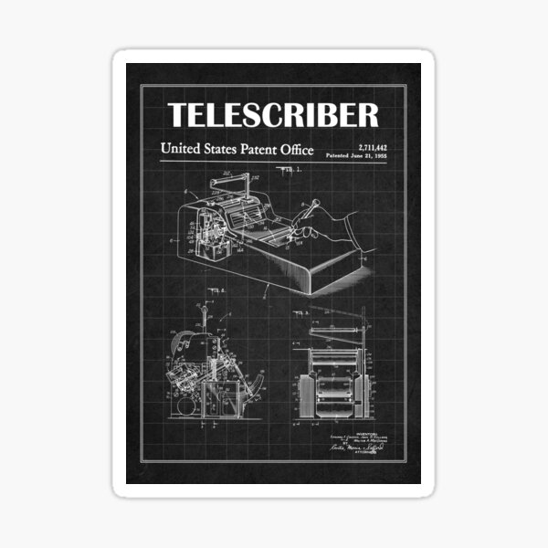1955 Telescriber patent drawing-Telescribe blueprint -vintage military  system Lover Gift Idea Sticker for Sale by ismdesigner