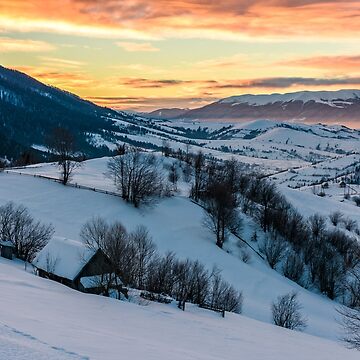 Artwork thumbnail, winter dawn in mountainous countryside by mike-pellinni