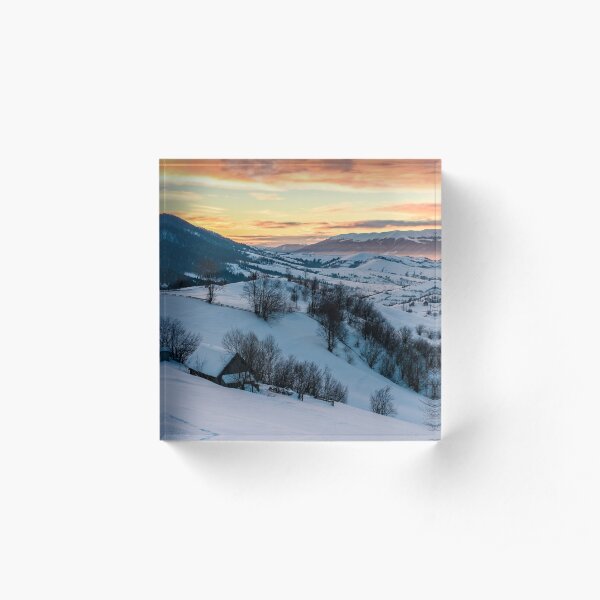 winter dawn in mountainous countryside Acrylic Block
