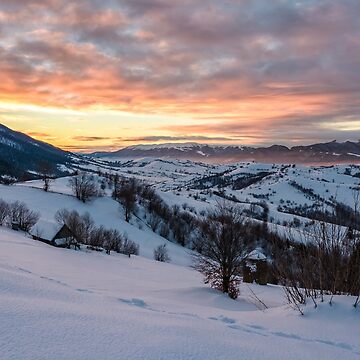 Artwork thumbnail, winter dawn in mountainous countryside by mike-pellinni