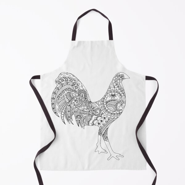 Item preview, Crowing Beauty: A Black and White Hand-Drawn Cockerel with Mehndi-Inspired Designs designed and sold by MimsTees.